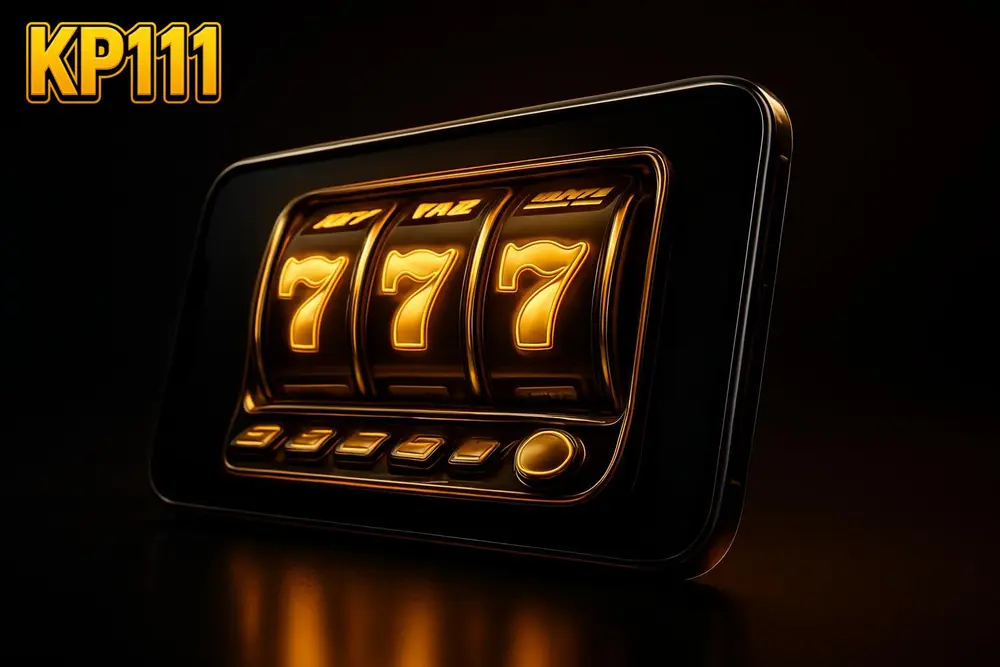 KP111 app โ a smartphone showing a glowing online casino slot game app KP111 app โ a smartphone showing a glowing online casino slot game app